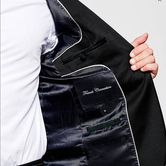 French Connection Green Plaid Smoking Jacket - Picture 3 of 5